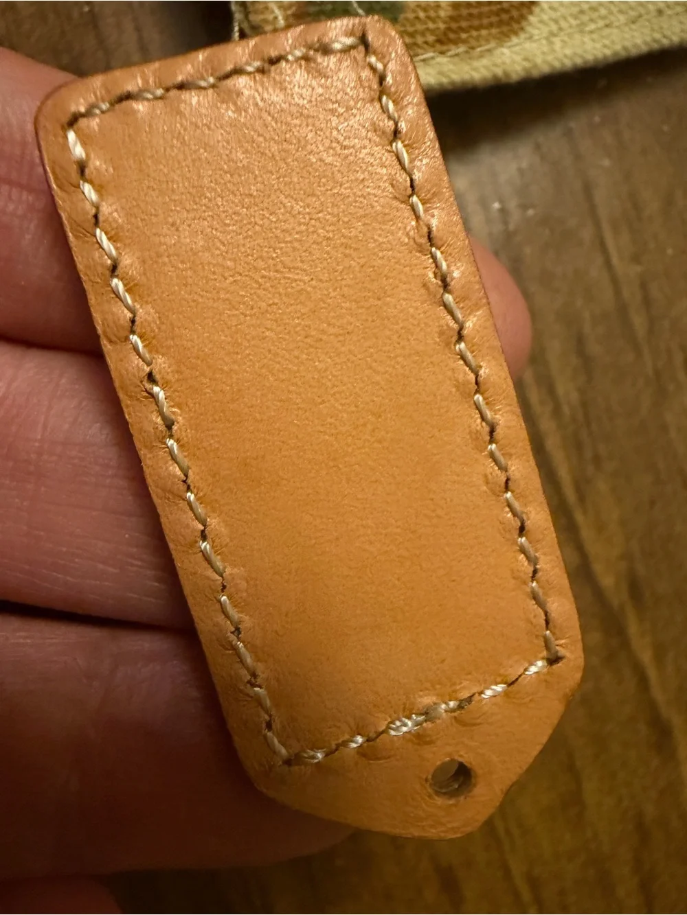 COACH Tan Vachetta Leather Key Tag - Signature Embossed